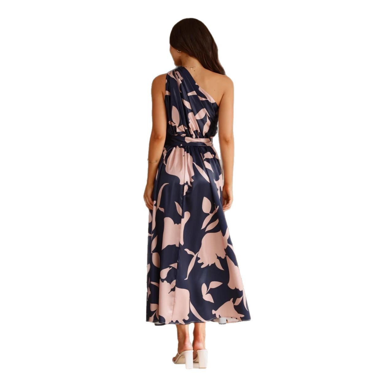 Robe Longue Imprimée à Épaules