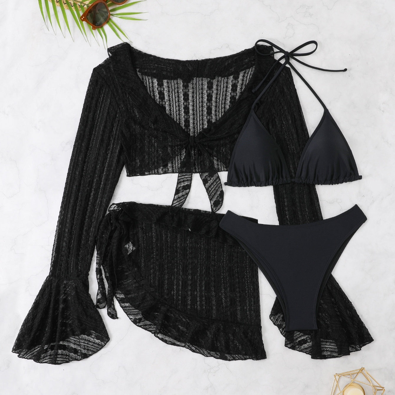Ensemble Bain 4 Pièces Dentelle