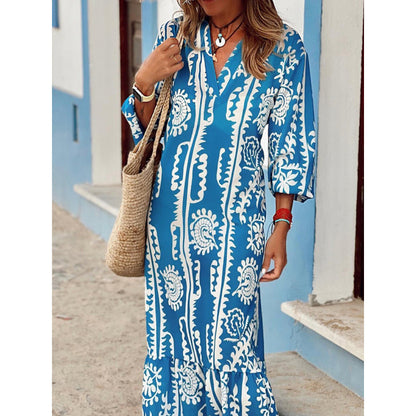 Robe Femme Imprimée à Col V Élégante